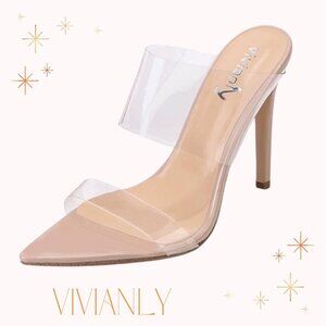 Clear, nude 3.5" Vivianly Stiletto Heels NWOB Women's Size 8.5